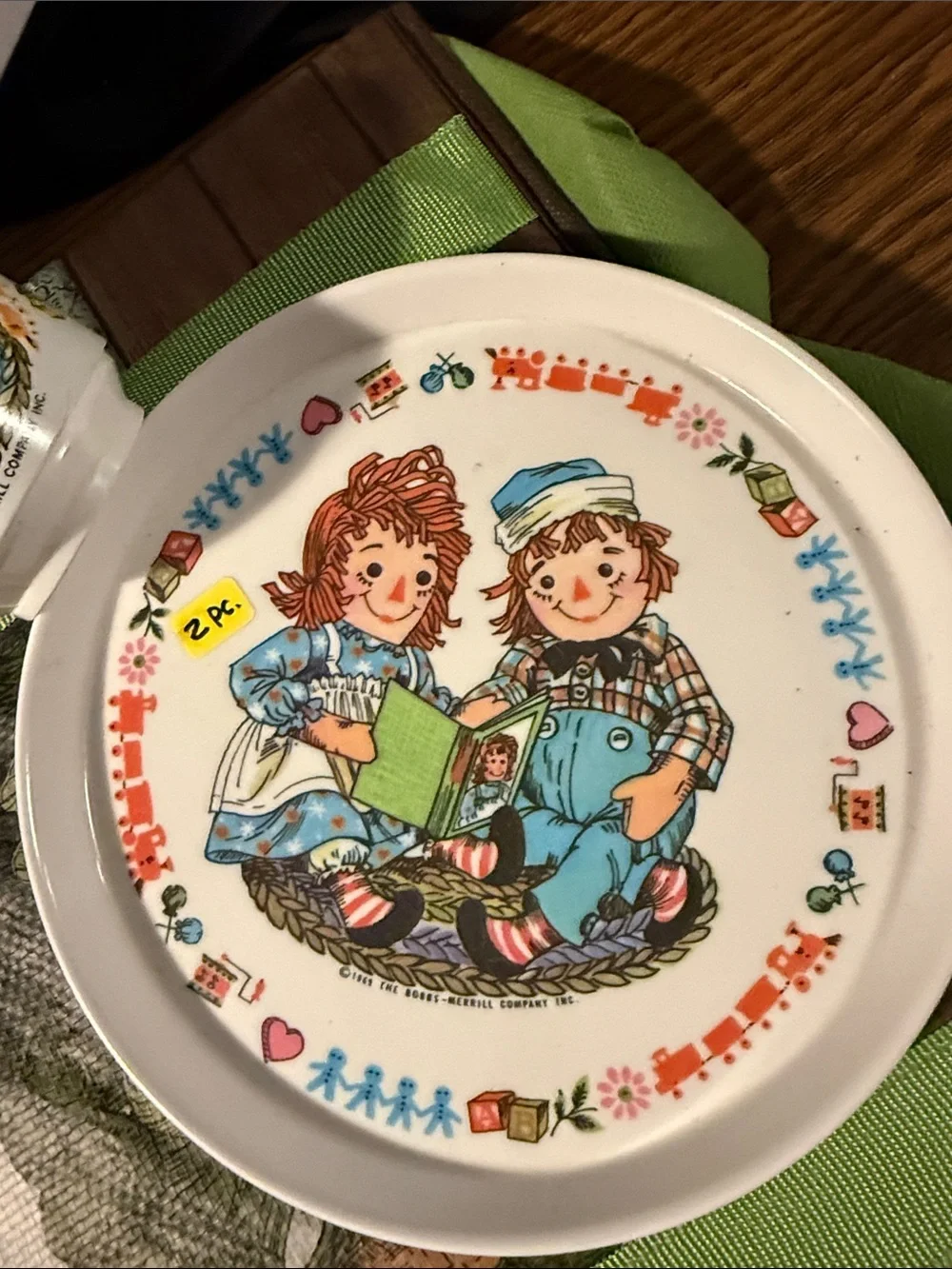 Children's 2-Piece Plate and Cup Set - White with Multicolor Illustration